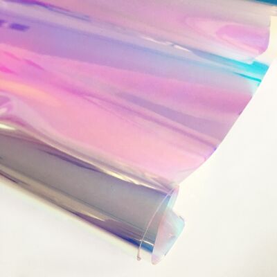 Transparent Rainbow Dichroic Iridescent PVC Film Plastic Sheet for Custom Size Raincoat and Decoration